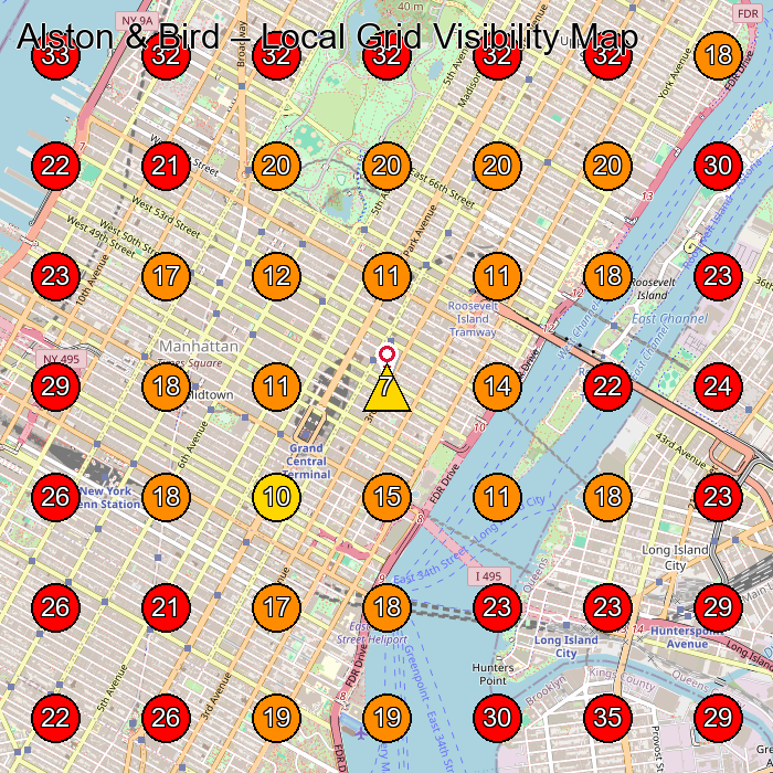 Alston & Bird GeoGrid visibility map for Law Firm in New York